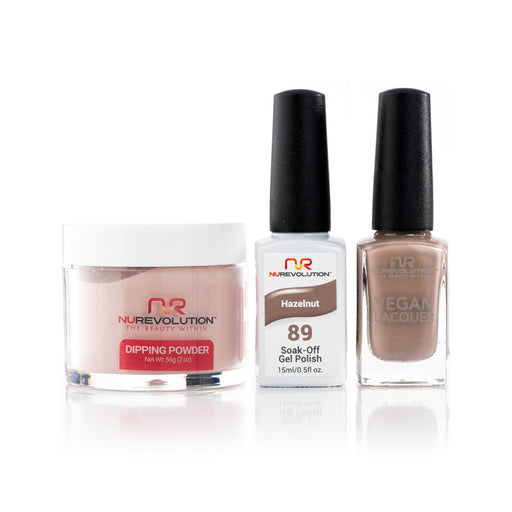 NuRevolution 3in1 Dipping Powder + Gel Polish + Nail Lacquer, 089, Hazelnut OK1129