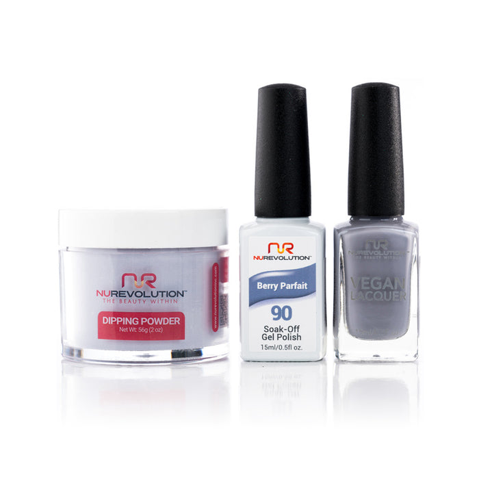 NuRevolution 3in1 Dipping Powder + Gel Polish + Nail Lacquer, 090, Berry Parfait OK1129