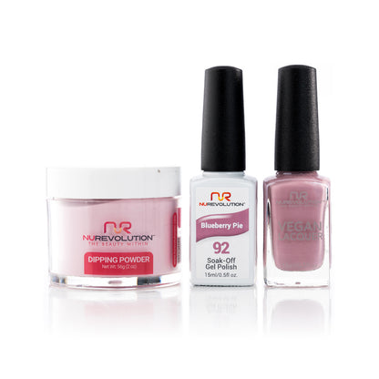 NuRevolution 3in1 Dipping Powder + Gel Polish + Nail Lacquer, 092, Blueberry Pie OK1129