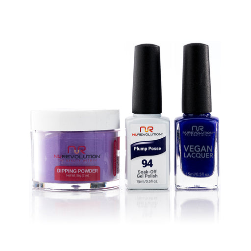 NuRevolution 3in1 Dipping Powder + Gel Polish + Nail Lacquer, 094, Plum Posse OK1129