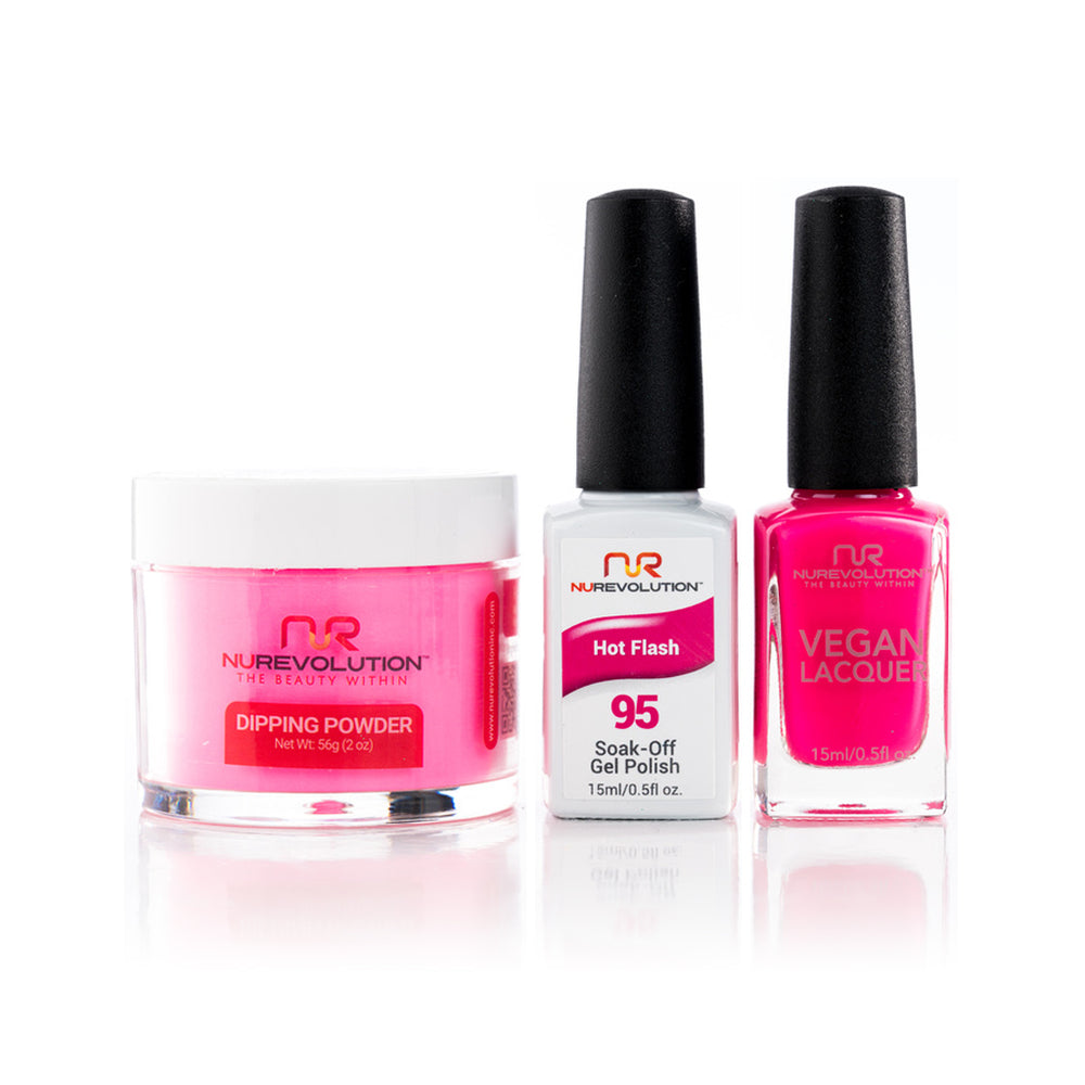 NuRevolution 3in1 Dipping Powder + Gel Polish + Nail Lacquer, 095, Hot Flash OK1129