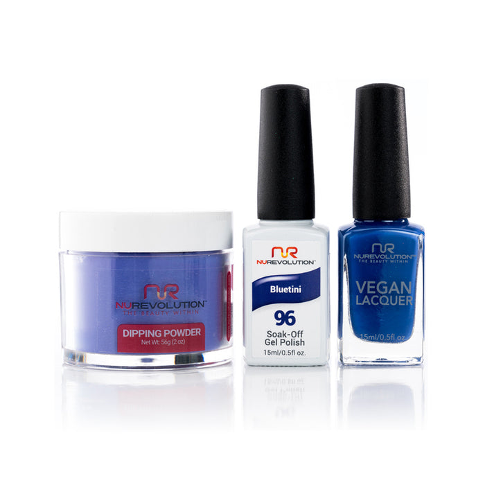 NuRevolution 3in1 Dipping Powder + Gel Polish + Nail Lacquer, 096, Bluetini OK1129
