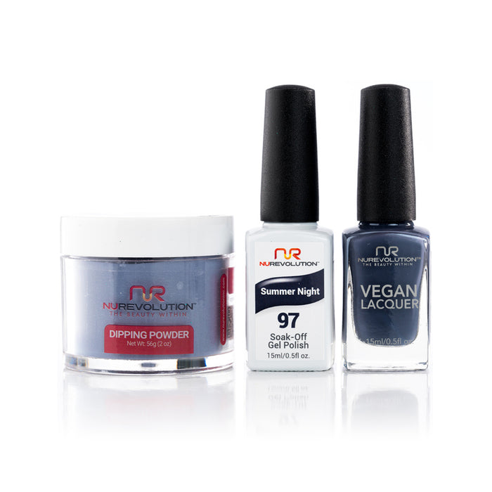 NuRevolution 3in1 Dipping Powder + Gel Polish + Nail Lacquer, 097, Summer Night OK1129