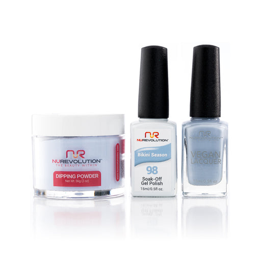 NuRevolution 3in1 Dipping Powder + Gel Polish + Nail Lacquer, 098, Bikini Season OK1129