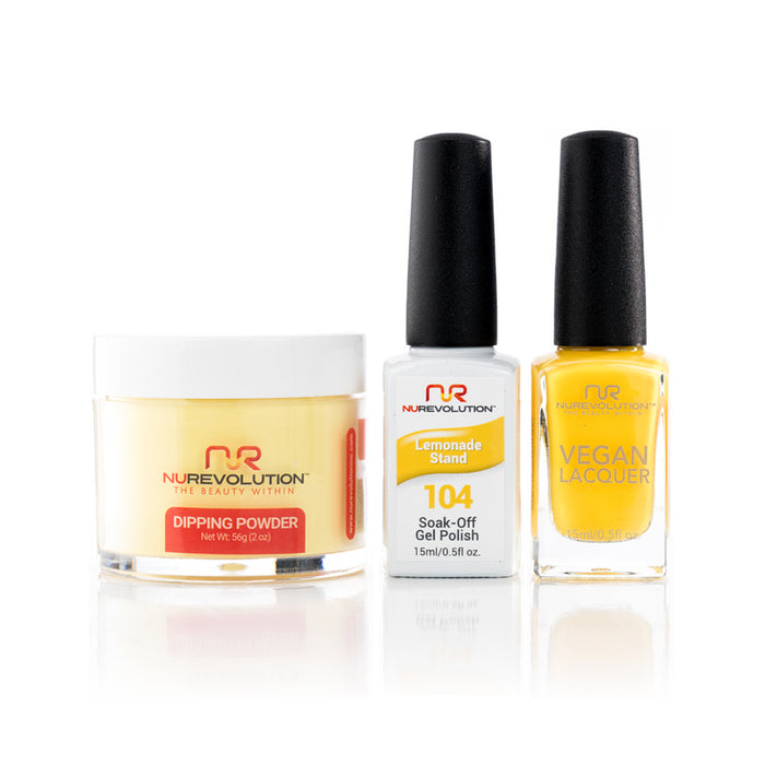 NuRevolution 3in1 Dipping Powder + Gel Polish + Nail Lacquer, 104, Lemonade Stand OK1129
