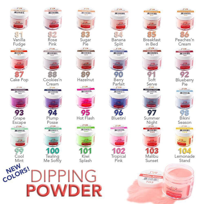 NuRevolution 3in1 Dipping Powder + Gel Polish + Nail Lacquer, New Color Full Line Of 24 Colors (from 081 to 104) KK0918