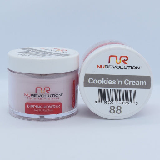 NuRevolution 3in1 Dipping Powder + Gel Polish + Nail Lacquer, 088, Cookie'n Cream OK1129