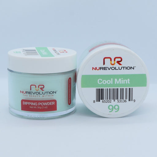 NuRevolution 3in1 Dipping Powder + Gel Polish + Nail Lacquer, 099, Cool Mint OK1129