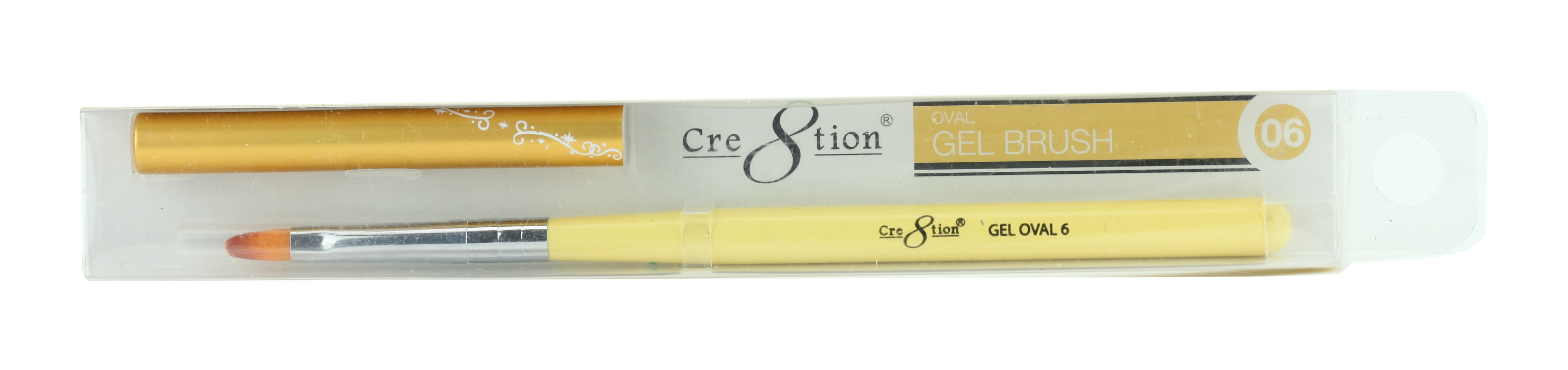 Cre8tion Nail Art Oval Gel Brush-Yellow, #06, 12205 (Packing: 5 pcs/pack)