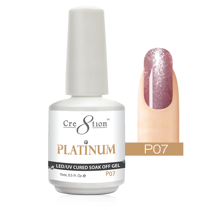 Cre8tion Platinum Gel Polish, P07, 0916-0492, 0.5oz KK0912