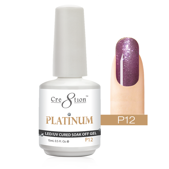 Cre8tion Platinum Gel Polish, P12, 0916-0497, 0.5oz KK0912