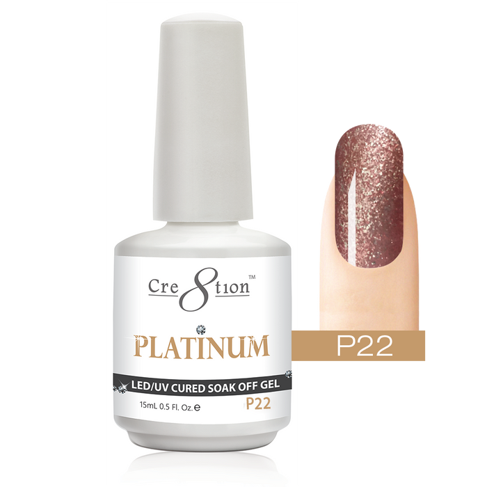 Cre8tion Platinum Gel Polish, P22, 0916-0544, 0.5oz KK0912