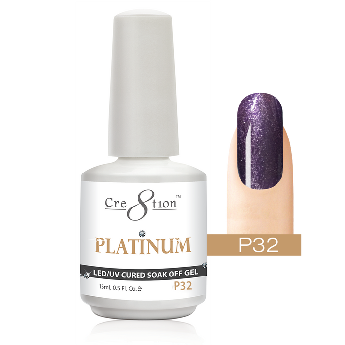 Cre8tion Platinum Gel Polish, P32, 0916-0554, 0.5oz KK0912