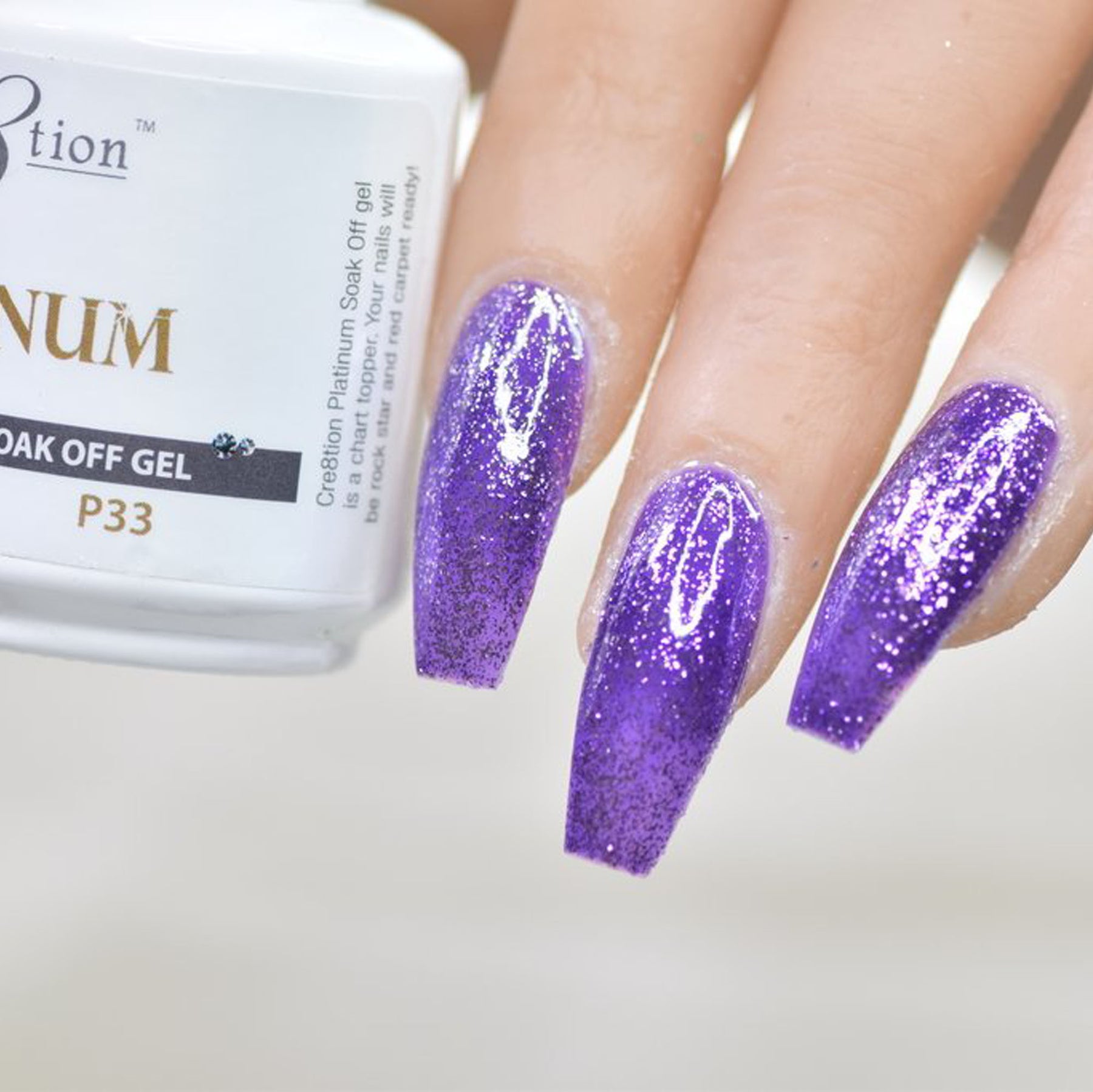 Cre8tion Platinum Gel Polish, P33, 0916-0555, 0.5oz KK0912