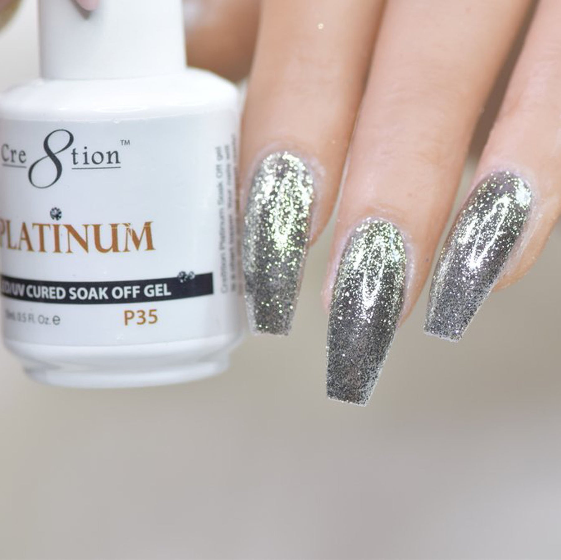 Cre8tion Platinum Gel Polish, P35, 0916-0557, 0.5oz KK0912