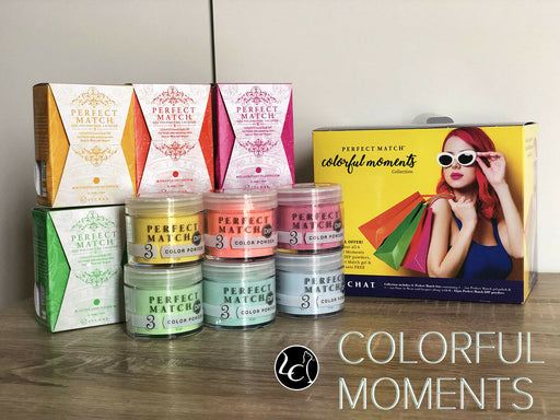 Perfect Match 3in1 Dipping Powder + Gel Polish + Nail Lacquer, Colorful Moments Collection, Full line of 6 colors (From PMDP253 to PMDP258) OK0620VD