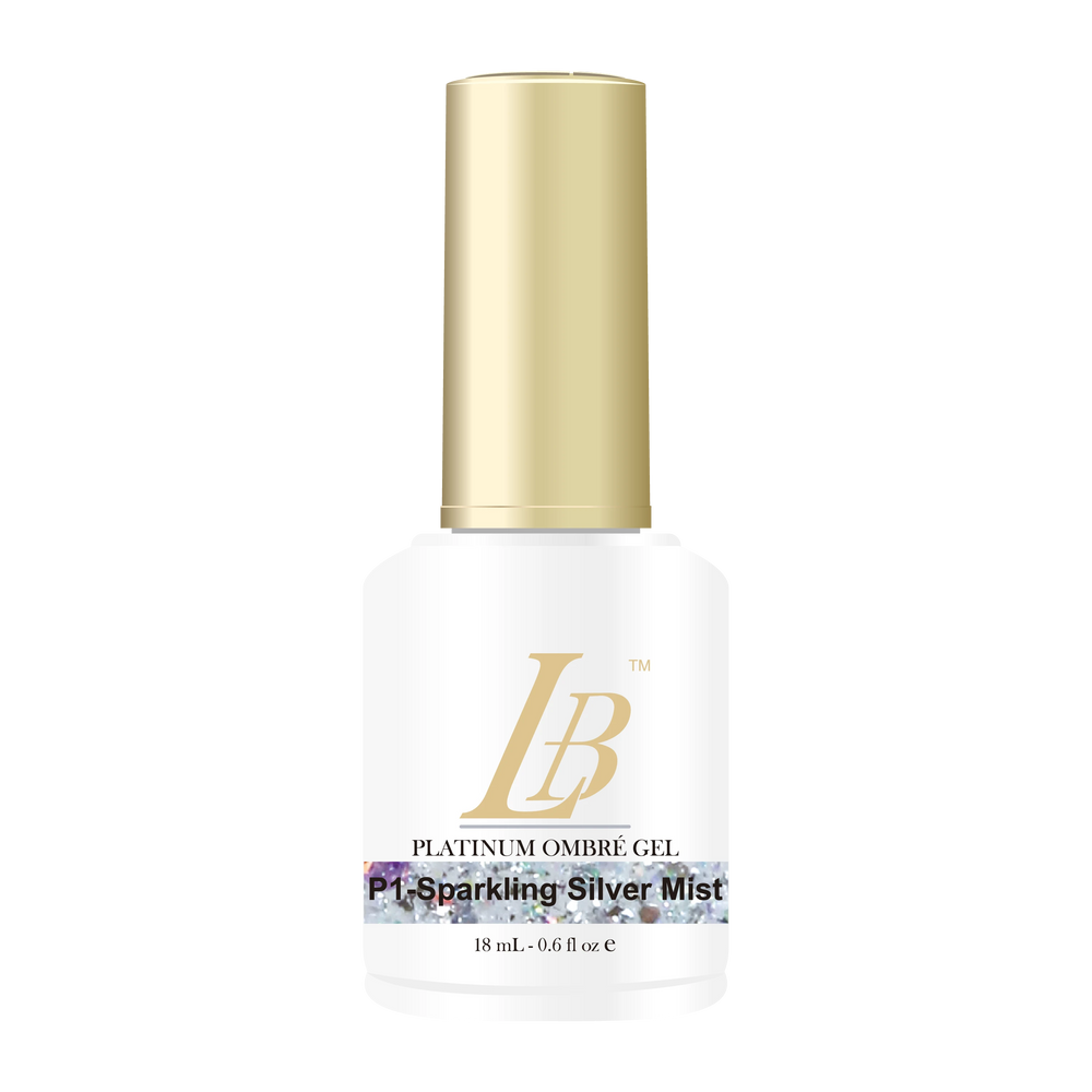 iGel LB Platinum Ombre Gel Polish, PL OM01, Sparkling Silver Mist, 0.6oz