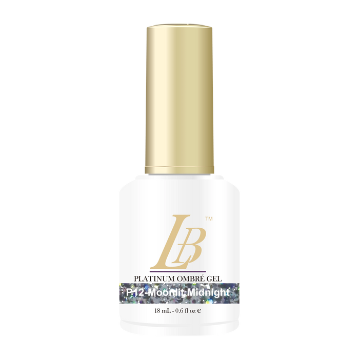 iGel LB Platinum Ombre Gel Polish, PL OM12, Moonlit Midnight, 0.6oz