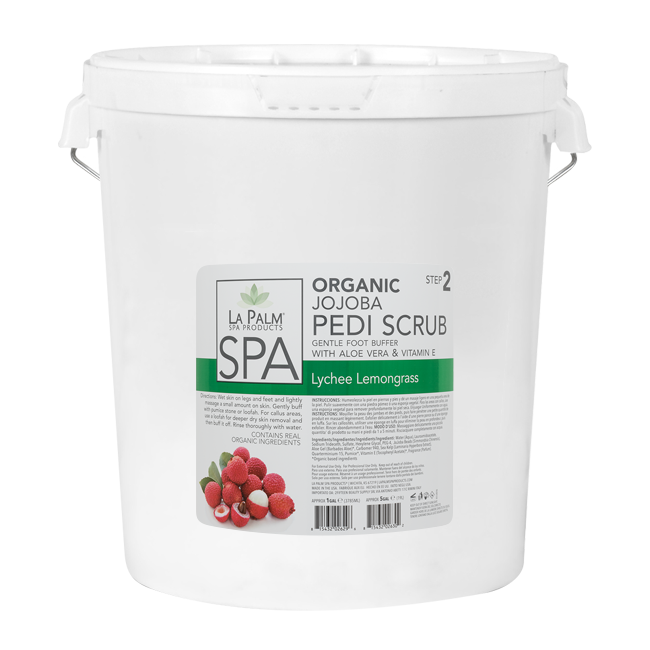 La Palm, Organic Jojoba Pedi Scrub, Lychee Lemongrass, 5Gal KK