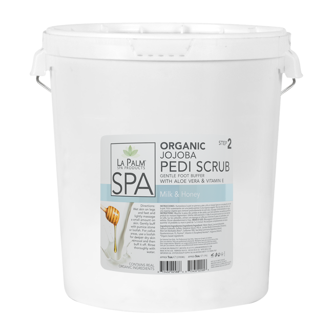 La Palm, Organic Jojoba Pedi Scrub, Milk & Honey, 5Gal KK