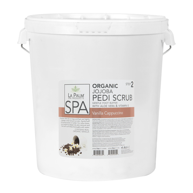 La Palm, Organic Jojoba Pedi Scrub, Vanilla Cappuccino, 5Gal KK