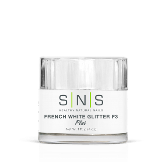 SNS Dipping Powder, 03, FRENCH WHITE GLITTER F3, 4oz (Packing: 40 pcs/case)