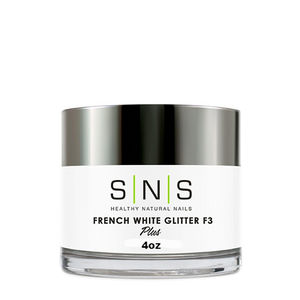 SNS Dipping Powder, 03, FRENCH WHITE GLITTER F3, 4oz (Packing: 40 pcs/case)