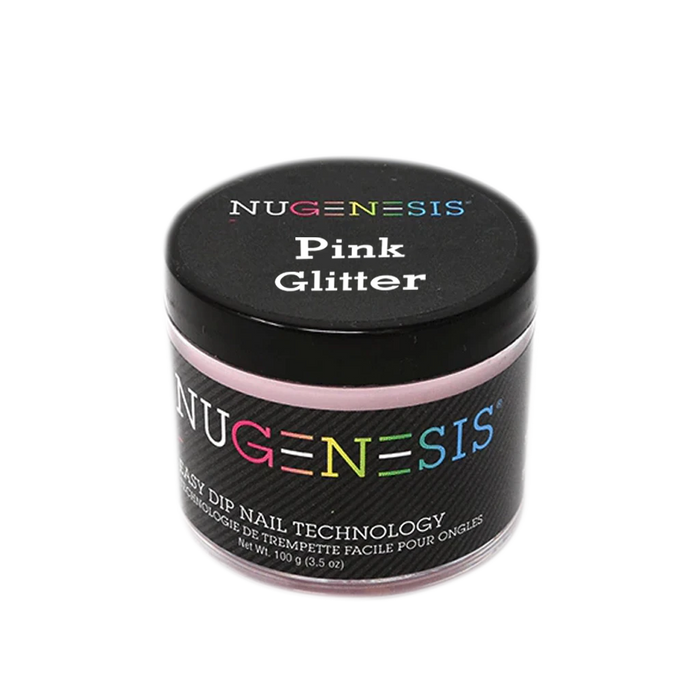 Nugenesis Dipping Powder, Pink & White Collection, PINK GLITTER, 3.5oz