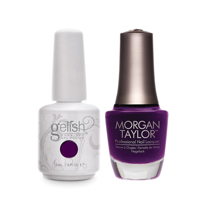 Gelish Gel Polish & Morgan Taylor Nail Lacquer, Plum Tuckered Out, 0.5oz, 1110797 + 50184