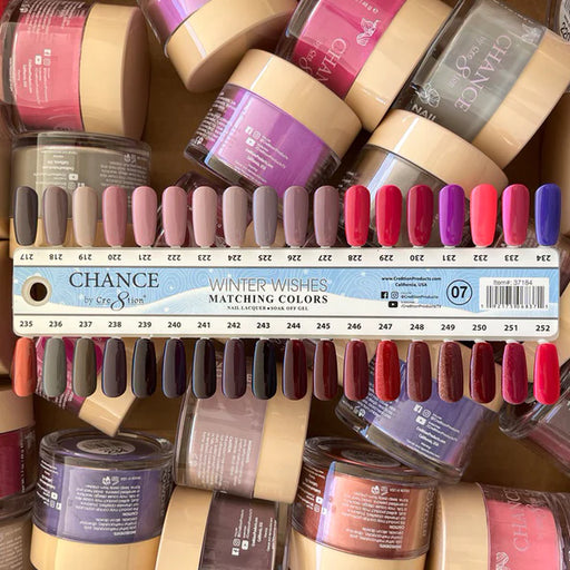 Chance Acrylic/Dipping Powder(by Cre8tion), Winter Wishes Collection, 2oz, Full line of 36 Colors (From 217 To 252)