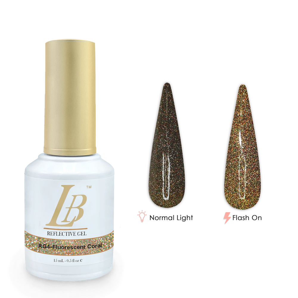 iGel LB Reflective Gel Polish, RG04, Fluorescent Coral, 0.6oz