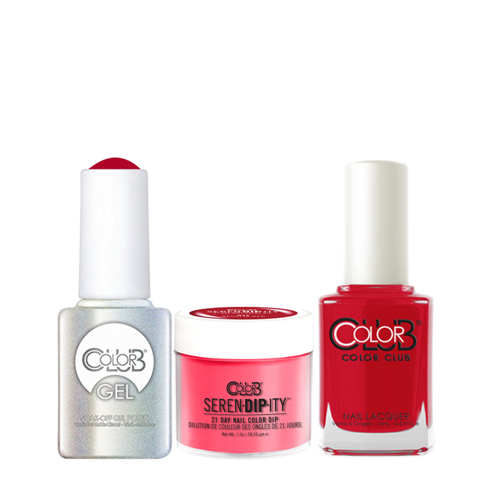 Color Club 3in1 Dipping Powder + Gel Polish + Nail Lacquer ,  Serendipity, Regatta Red, 1oz, 05XDIP832-1 KK