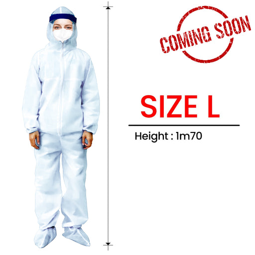 Protective Body Suit, WHITE, Size L (Packing: 50 pcs/case)