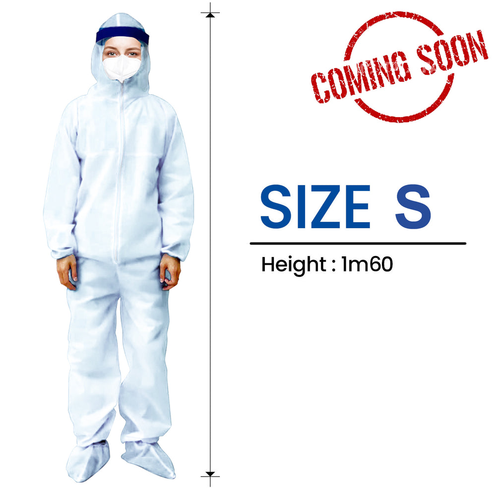 Protective Body Suit, WHITE, Size S (Packing: 50 pcs/case)