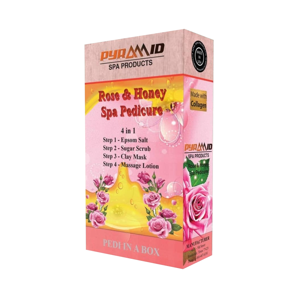 Pyramid Spa Pedicure 4in1 (Made With COLLAGEN), ROSE & HONEY (Pk: 50 packs/case)