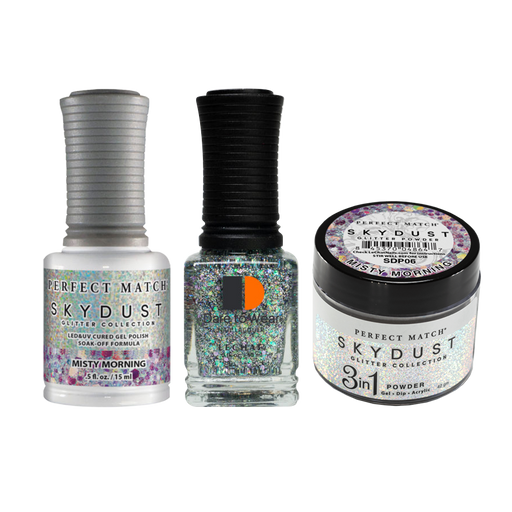 LeChat Perfect Match 3in1 Dipping Powder + Gel Polish + Nail Lacquer, SKY DUST Collection, SD06, Misty Morning