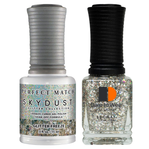 LeChat Perfect Match Nail Lacquer And Gel Polish, SKY DUST Collection, SD07, Glitter Freeze, 0.5oz