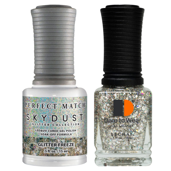 LeChat Perfect Match Nail Lacquer And Gel Polish, SKY DUST Collection, SD07, Glitter Freeze, 0.5oz