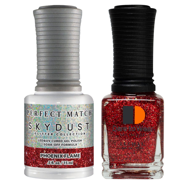 LeChat Perfect Match Nail Lacquer And Gel Polish, SKY DUST Collection, SD10, Phoenix Flame, 0.5oz