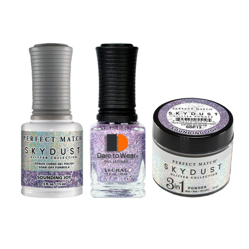 LeChat Perfect Match 3in1 Dipping Powder + Gel Polish + Nail Lacquer, SKY DUST Collection, SD13, Sounding Joy