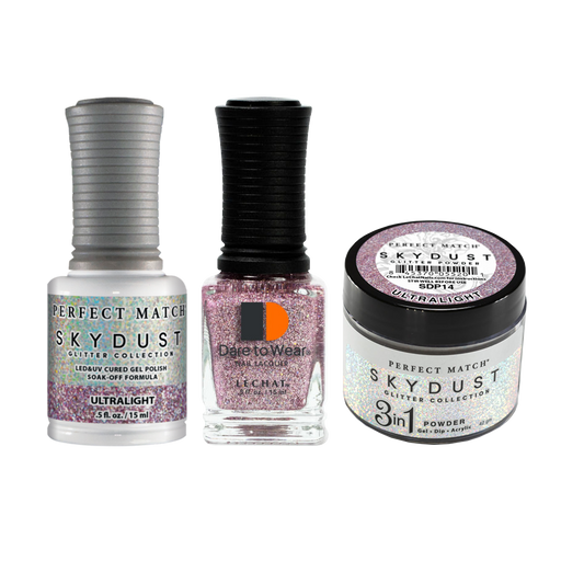 LeChat Perfect Match 3in1 Dipping Powder + Gel Polish + Nail Lacquer, SKY DUST Collection, SD14, Ultralight