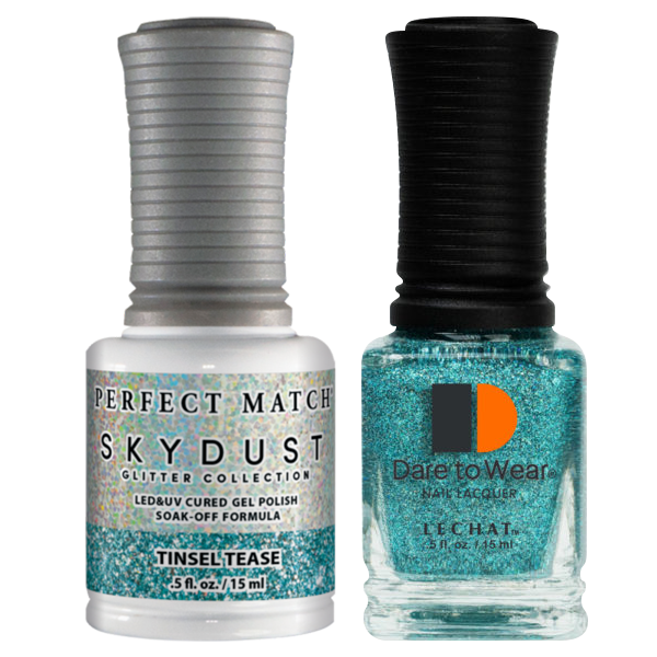LeChat Perfect Match Nail Lacquer And Gel Polish, SKY DUST Collection, SD18, Tinsel Tease, 0.5oz