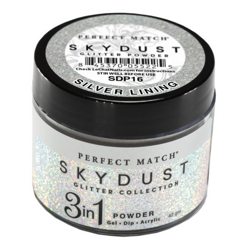 LeChat Perfect Match Dipping Powder, SKY DUST Collection, SD16, Silver Lining, 2oz