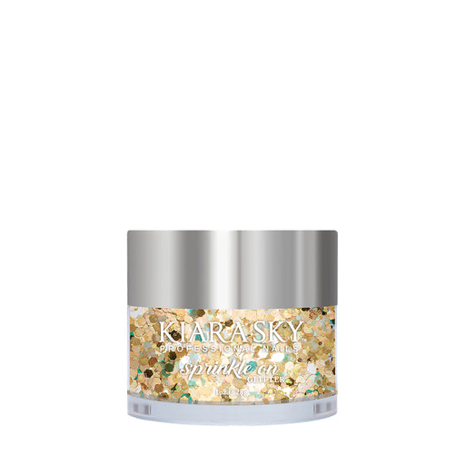 Kiara Sky Dipping Powder, Sprinkle On Glitter Collection, SP216, You're Golden Baby!, 1oz OK0213VD