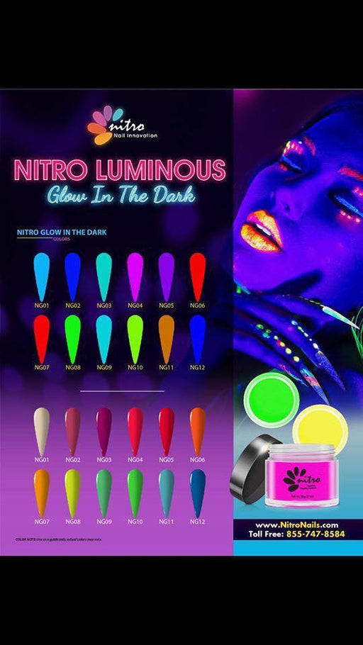 Nitro Dipping Powder, Luminous Collection, Full line of 12 colors (From 01 to 12), 2oz OK0929LK