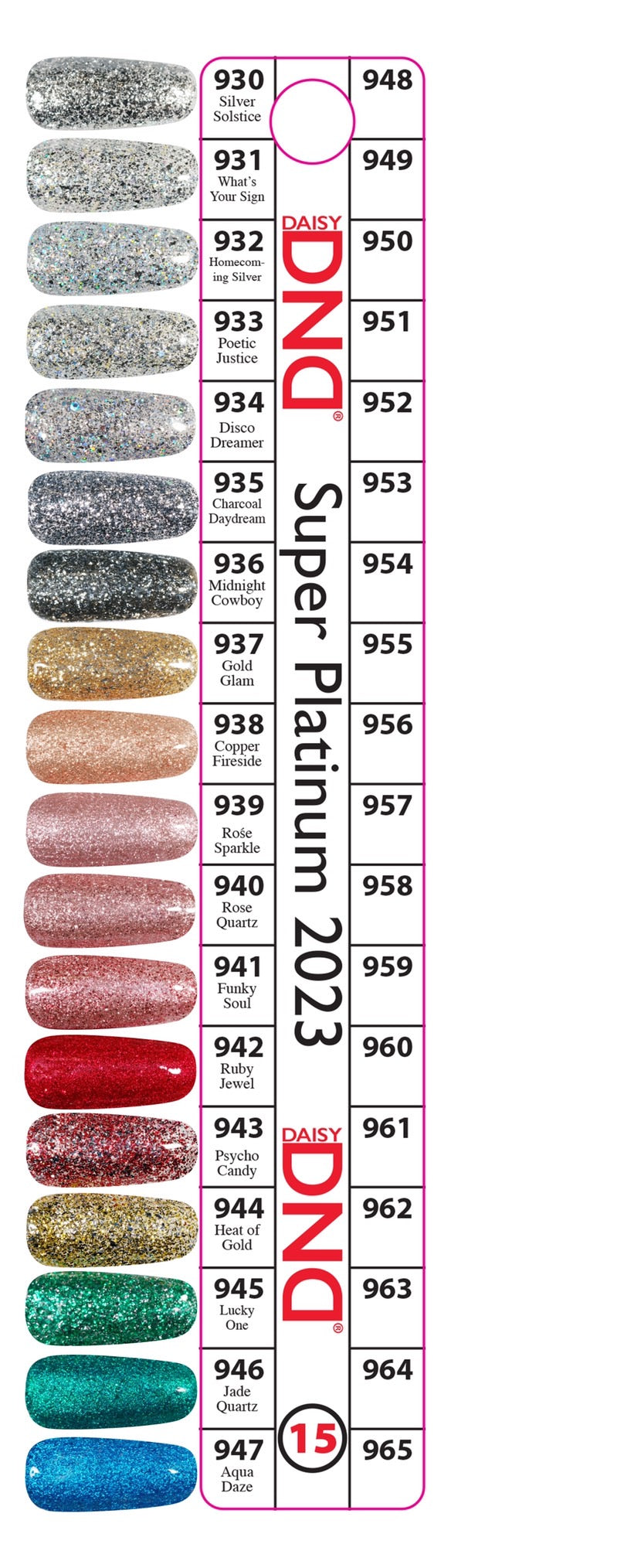 DND Sample Tips, Super Platinum Gel Collection, #15 (From 930 To 947)