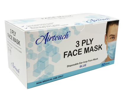 Airtouch Disposable 3 Ply Face Mask, Blue, BOX, 10198 (Packing: 50 pcs/case, 40 boxes/case)