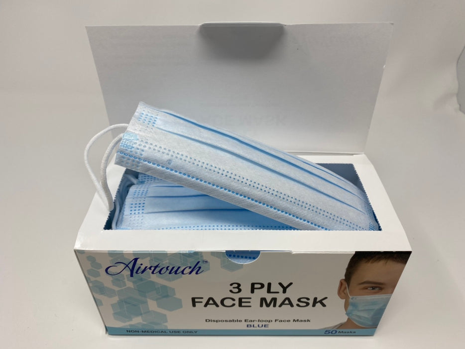 Airtouch Disposable 3 Ply Face Mask, Blue, BOX, 10198 (Packing: 50 pcs/case, 40 boxes/case)