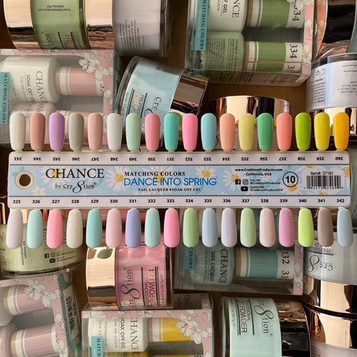 Chance 3in1 Dipping Powder + Gel Polish + Nail Lacquer (by Cre8tion), Dance Into Spring Collection, Full line of 36 Colors (From 325 To 360)