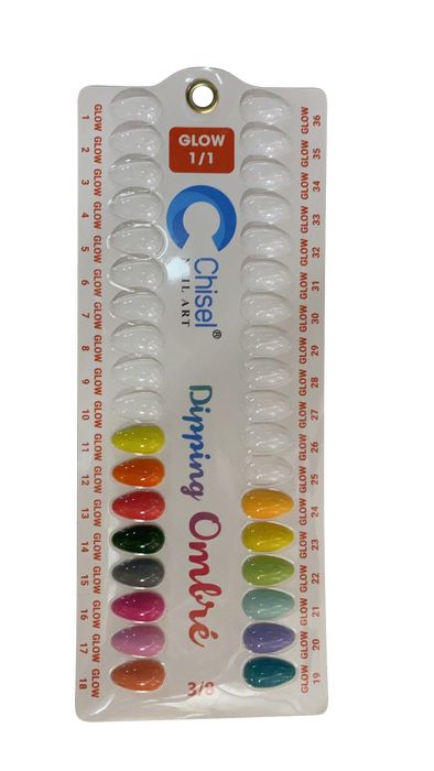 Chisel Sample Board Tips, Glow In The Dark Collection, #02, From GLO11 To GLO24